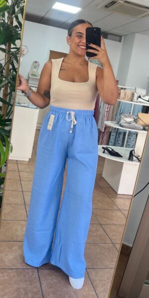 Pantalón Celeste Fl
