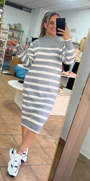 Vestido Gris Rayas