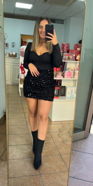 Falda Lentejuelas Pelitos Noir