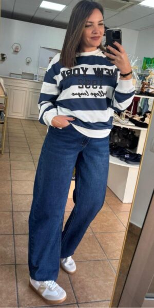 Sudadera Rayas Marina