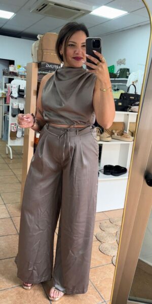 Conjunto satén gris