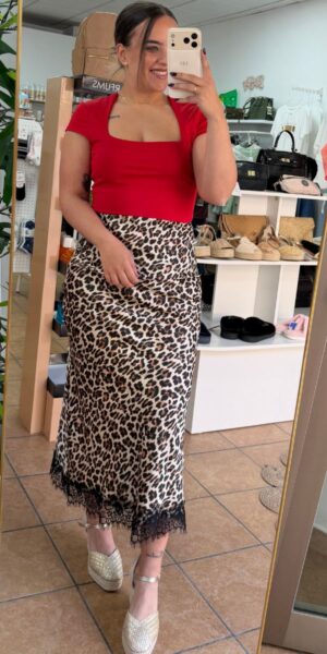 Falda Leopardo Encaje