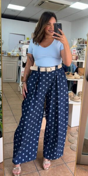 Pantalon Lunares Azul