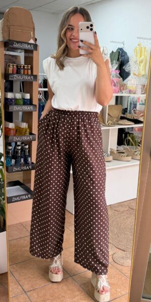 Pantalón Lunares Marron
