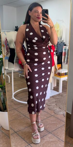 Vestido Raso Lunares