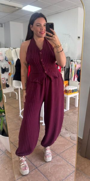Conjunto Granate Rayas