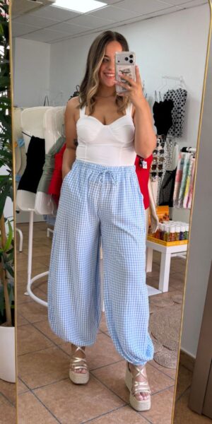 Pantalón Vichy Celeste