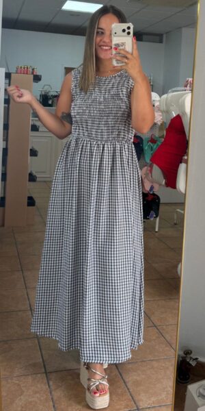 Vestido Vichy marron