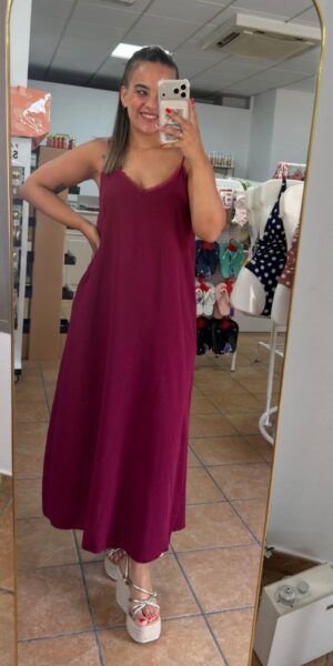 vestido lencero granate