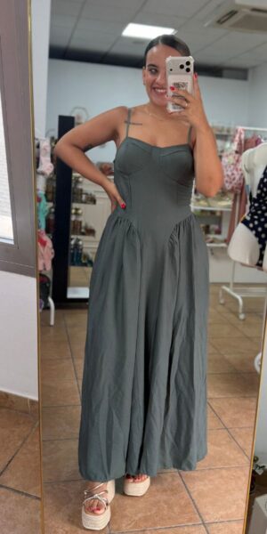 Vevestido kaki fluido