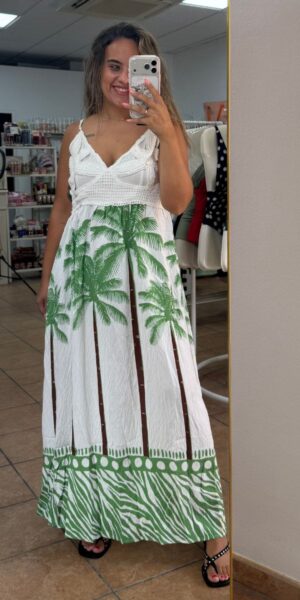 Vestido Palmeras Verde