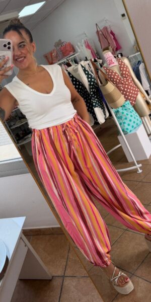 Pantalón Rayas Rosa