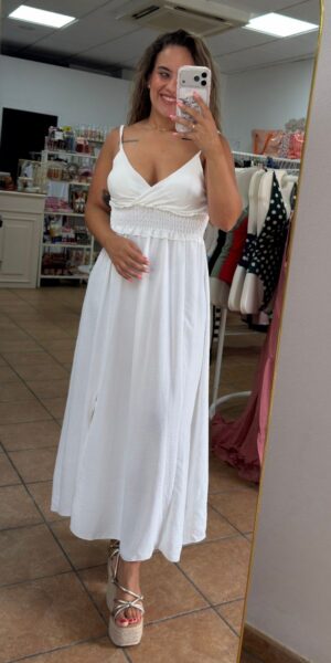 Vestido Fruncido Blanco
