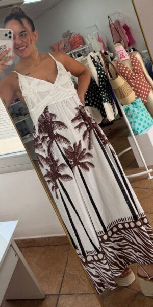 Vestido Palmeras Marron
