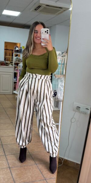 Pantalón Rayas Oliva