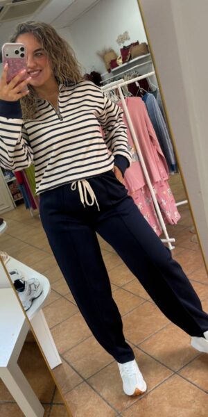 Sudadera Rayas Marina
